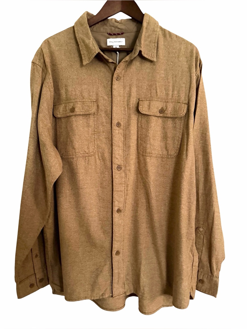 Free Assembly NWT Cotton Vintage Flannel Men's Light Brown Button Shirt Jacket